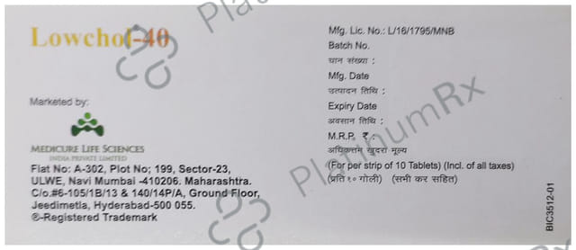 Lowchol 40mg Tablet