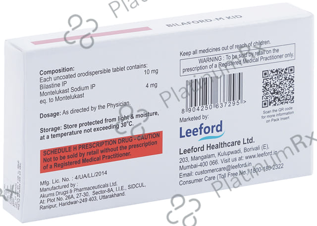 Bilaford M Kid 4/10mg Tablet 10s