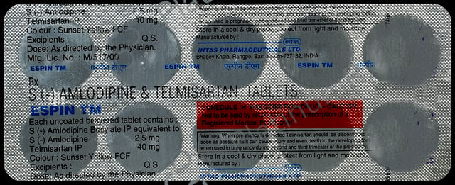 Espin TM 40/2.5mg Tablet 10s