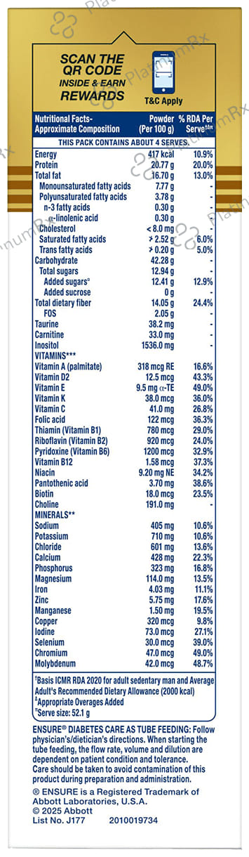 Ensure Diabetes Care Vanilla Flavour Delight Powder 200gm