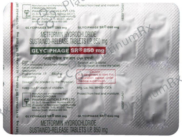 Glyciphage SR 850mg Tablet 10s