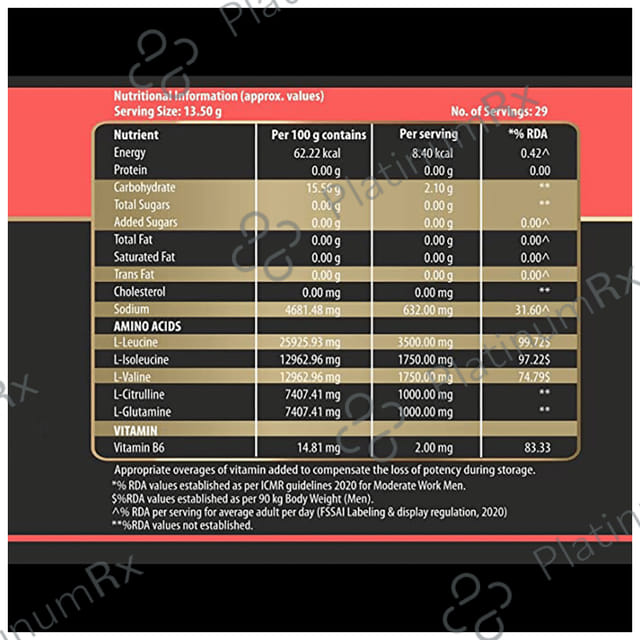 Megagrow BCAA Advance Supplement Powder for Fast Recovery & Muscle Growth Kiwi Strawberry