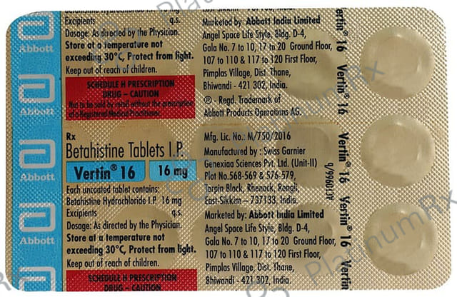 Vertin 16mg Tablet 15s
