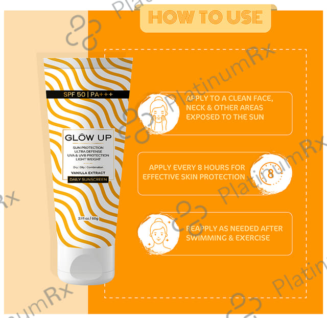 Glow Up Vanilla Extract Daily Sunscreen SPF 50 PA+++ Cream 60gm