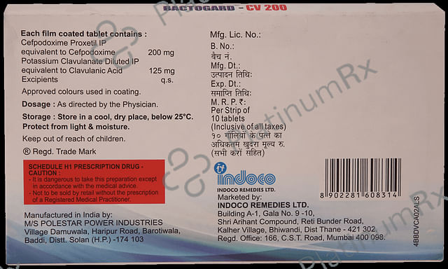 Bactogard CV 200/125mg Tablet 10s
