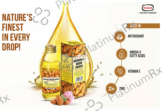 Hamdard Roghan Badam Shirin Pure Almond Oil - Eases Constipation & Supports Skin, Hair & Brain Health 100 ml
