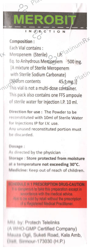 Merobit 500mg Injection 1 Injection Alvista Biosciences Pvt