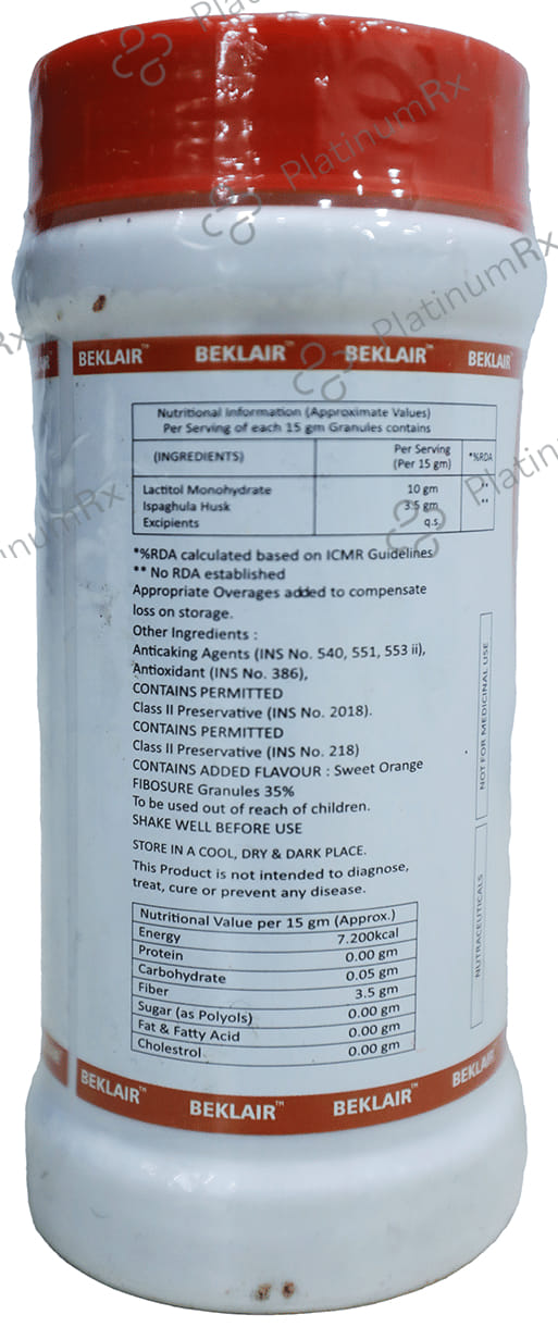 Beklair Powder Orange Flavour Sugar Free 90gm