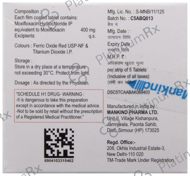 Mahaflox 400mg Tablet 5s