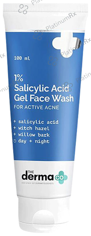 The Derma Co 1% Salicylic Acid Day & Night Face Wash Gel For Active Acne 100ml