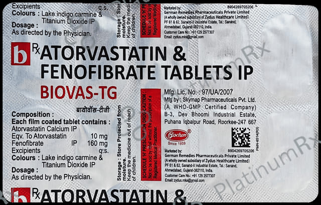 Biovas TG 10/160mg Tablet 10s