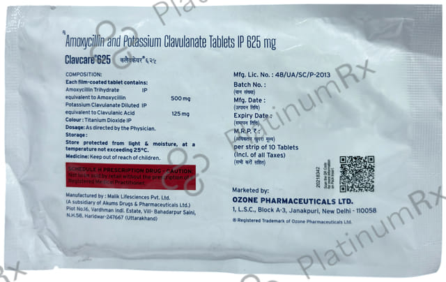 Clavcare 625/125mg Tablet 10s