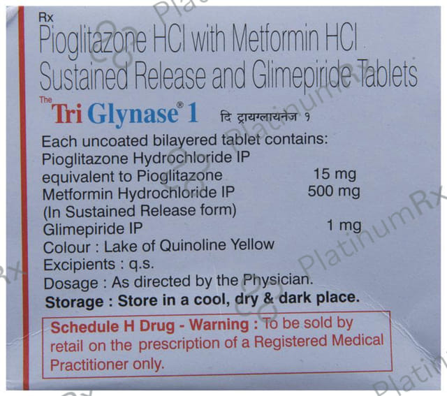 Triglynase 1/500/15mg Tablet SR 10s