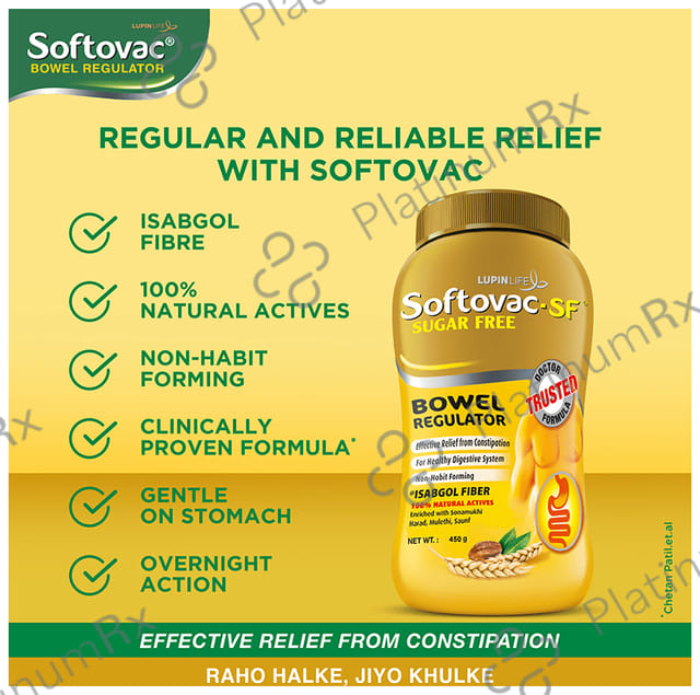 Softovac SF Bowel Regulator Eases Constipation Powder 450gm
