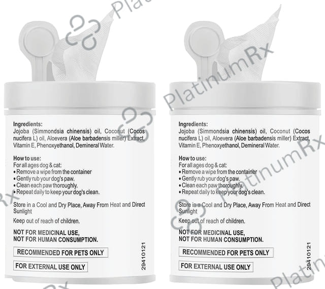 Petvit Paw Wipes (50 Each) 2 jar