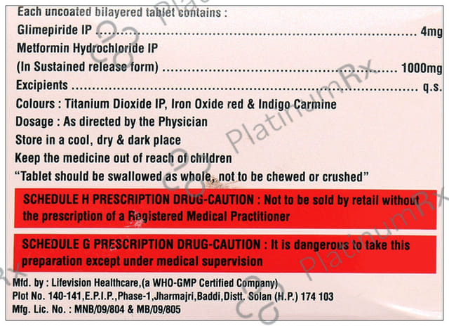 Glykit M 4/1000mg Forte Tablet SR 10s