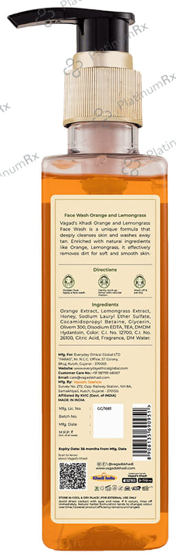 Vagad's Khadi Orange & Lemongrass Herbal Face Wash