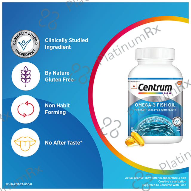 Centrum Omega 3 Fish Oil Capsule for Heart, Skin, Eye & Joint Health 60s