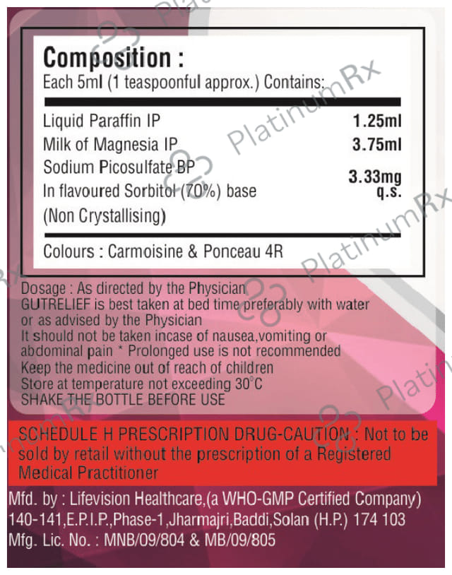 Gutrelief Oral Suspension Mix Fruit & Vanilla Sugar Free