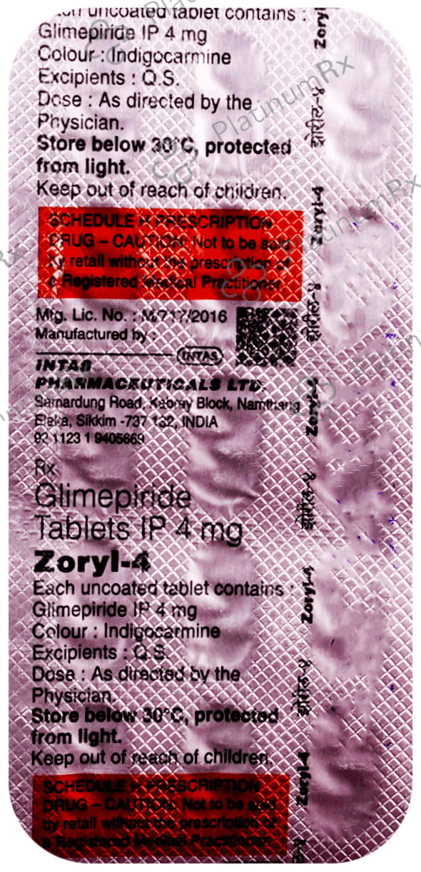 Zoryl 4mg Tablet 15s