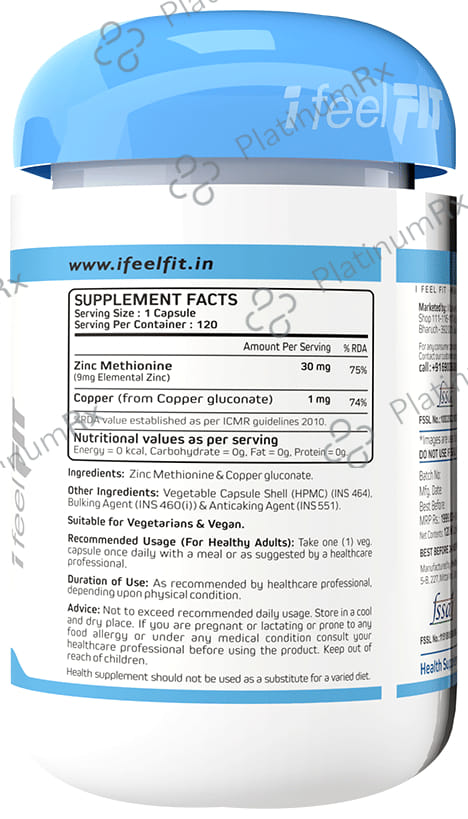 iFeelFIT Zinc Methionine + Copper Chelated & High Absorption Capsule