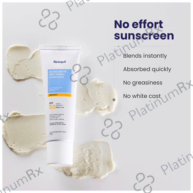 Re'equil Ultra Matte Dry Touch Sunscreen Gel SPF 50 PA++++ Gel 50gm