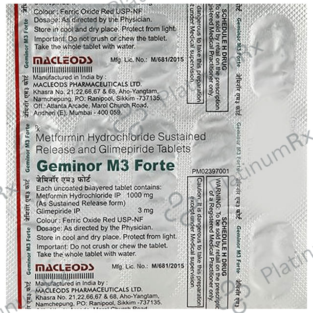 Geminor M 3 Forte 3/1000mg Tablet PR 15s