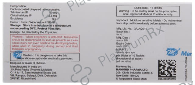 Telmikind CT 40mg Tablet 10s