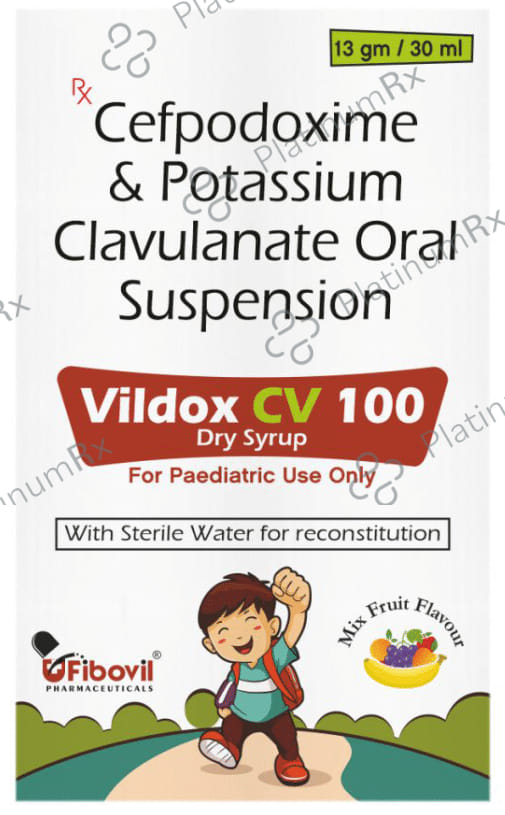 Vildox CV 100/62.5mg Dry Syrup Mix Fruit Flavour 30ml