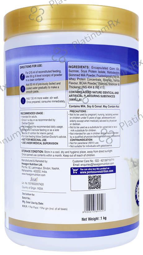 PentaSure Complete Balanced Nutrition Vanilla Flavour Powder 1kg