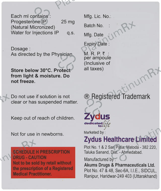 Naturogest AQ 25mg Injection 1X1ml