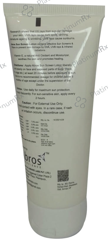 Abros Sun Protection Sunscreen Lotion SPF 50+ 100ml
