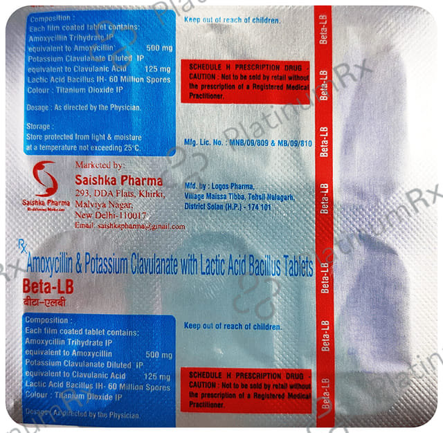 Beta LB 500/125mg Tablet 6s