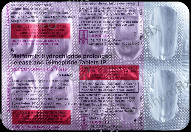 Gluconorm G 0.5/1000mg Forte Tablet PR 10s