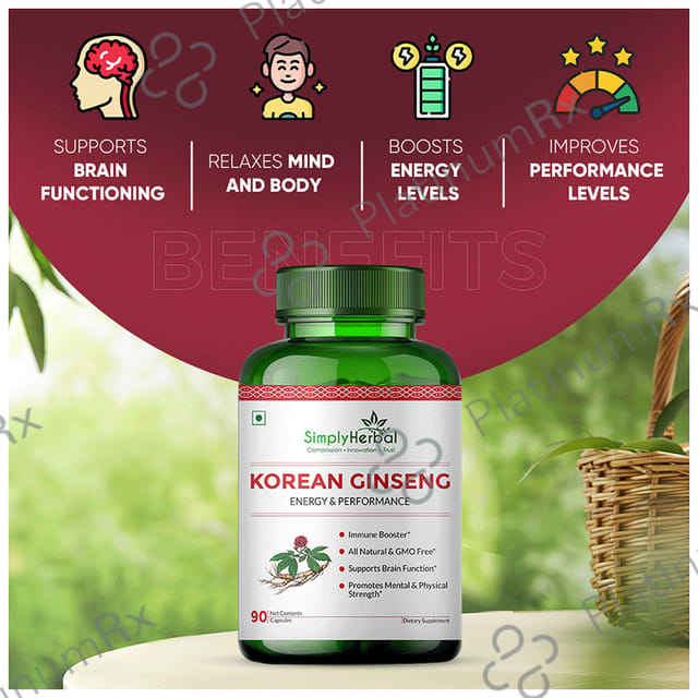 Simply Herbal Korean Ginseng Vegetarian Capsules