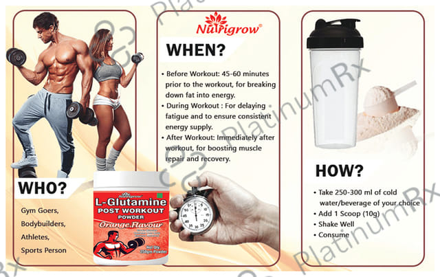 Nutrigrow L-Glutamine Post Workout Powder Orange