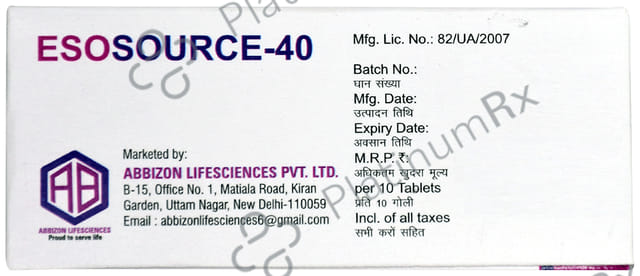 Esosource 40mg Tablet 10s