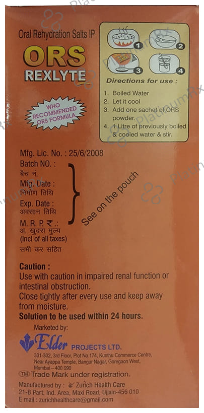 Rexlyte ORS Orange Flavour Powder 1s