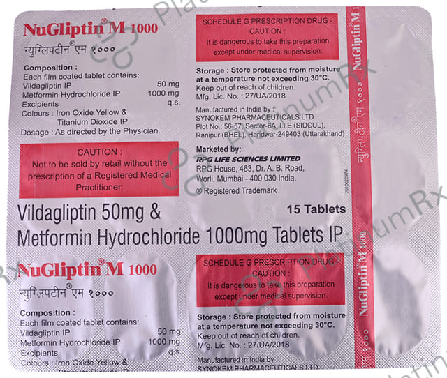 Nugliptin M 1000mg/50mg Tablet