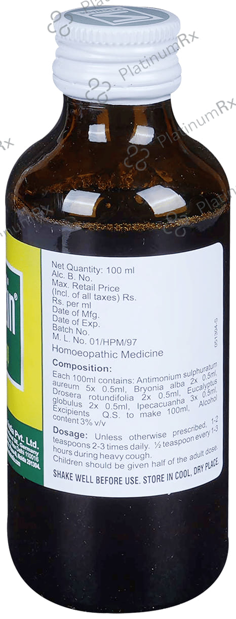 Dr Willmar Schwabe India Tussistin Syrup