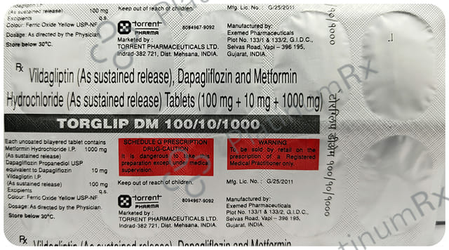 Torglip DM 10/1000/100mg Tablet 10s