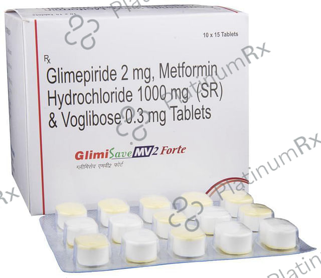 Glimisave MV2 Forte 2/1000/0.3mg Tablet SR 15s