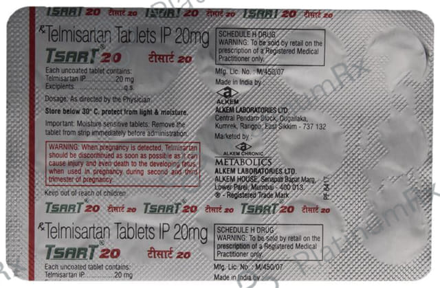 Tsart 20mg Tablet 15s