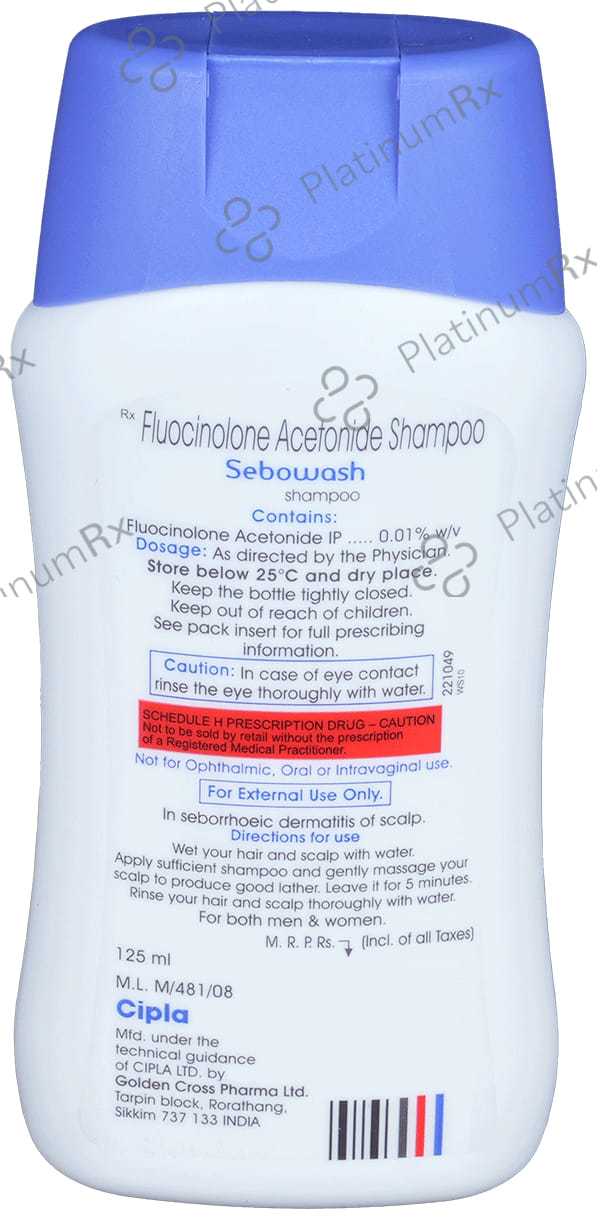 Sebowash 0.01% Shampoo 125ml