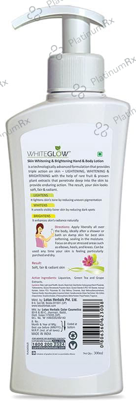 Lotus Herbals White Glow Skin Whitening & Brightening PA+++ SPF 25 Hand & Body Lotion 300ml
