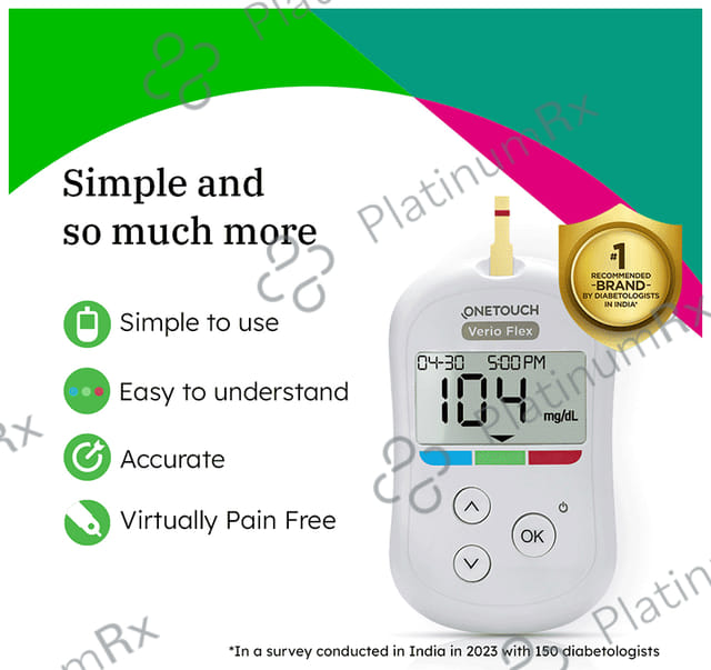 OneTouch Verio Flex Glucometer (10 Test Strips Free) 1Kit