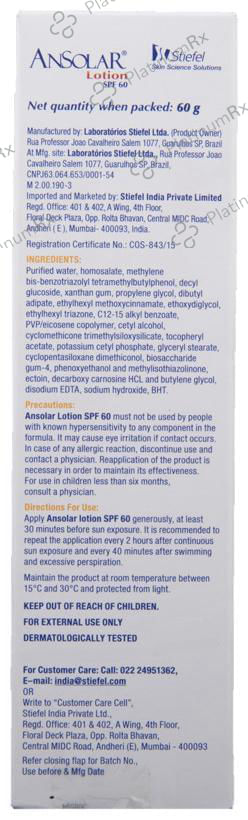 Ansolar Spf 60 Lotion