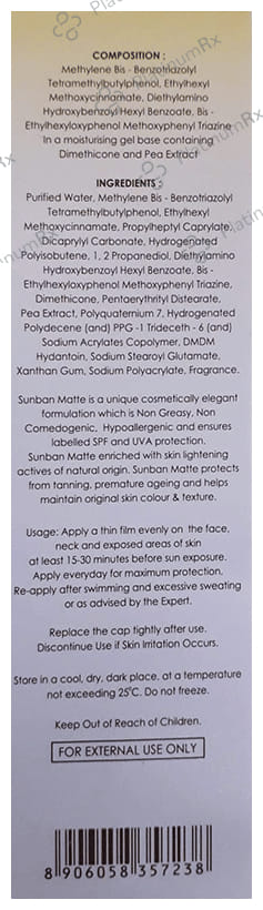 Sunban Matte SPF 30 Gel 75gm
