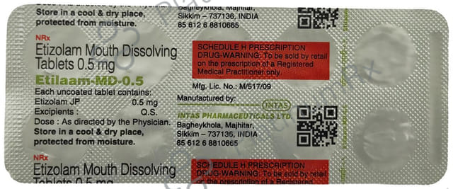 Etilaam 0.5mg Tablet MD