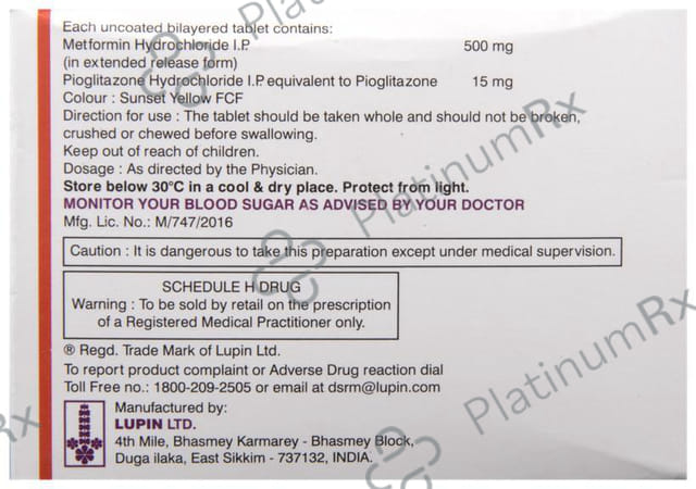 Gluconorm P 500/15mg Tablet ER 10s
